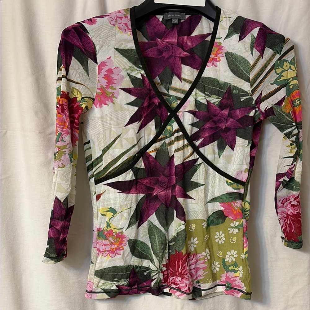 Floral V-Neck Women's Top